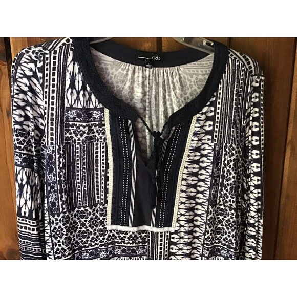 RXB Top Size L Blue Tie Dye Batik Boho Hippie Casual Lightweight Gypsy Prairie - Picture 2 of 8